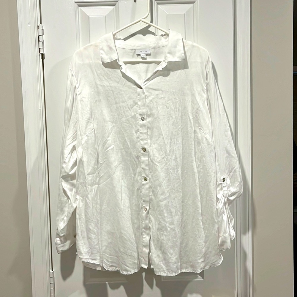 White JJill linen tunic blouse
